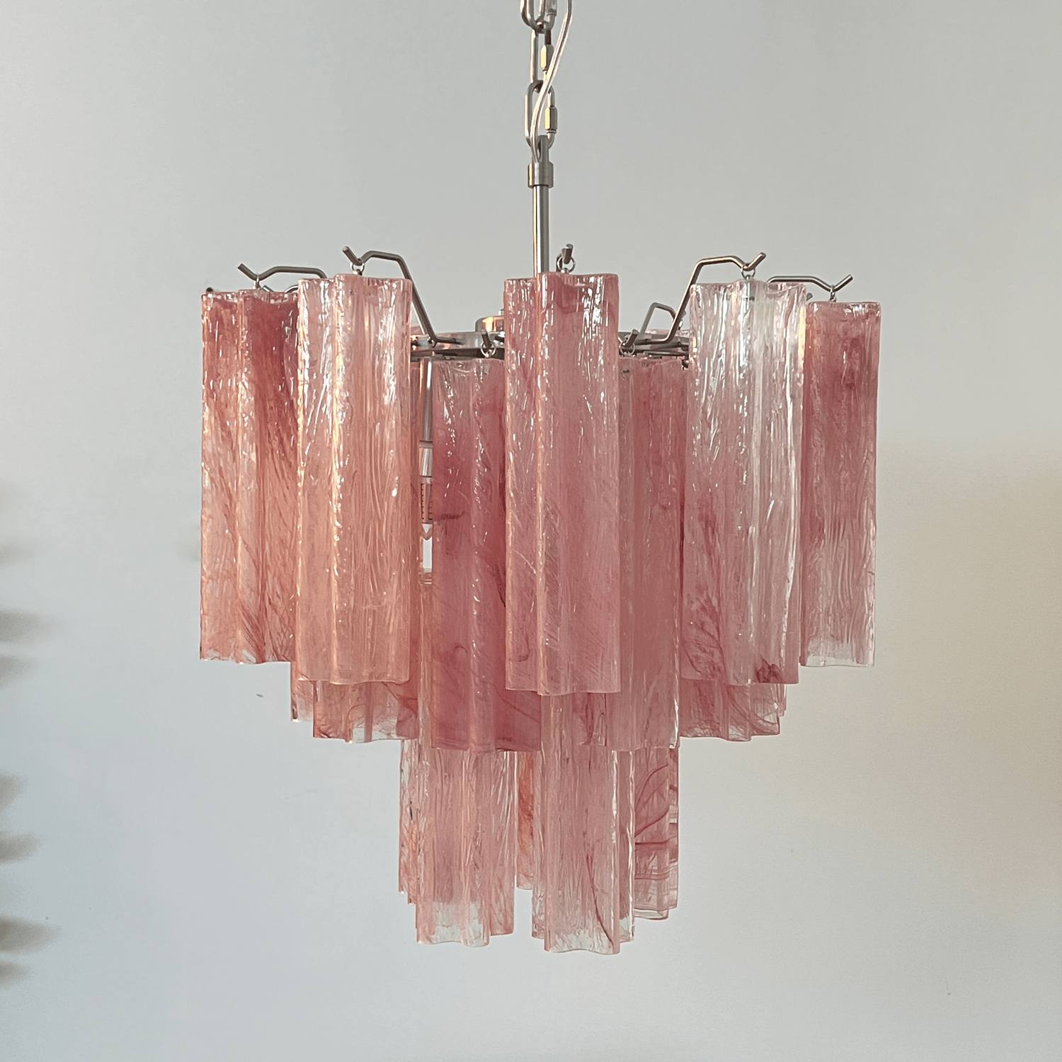 Liorinira Chandelier Pink Glass Tubes Layered Modern