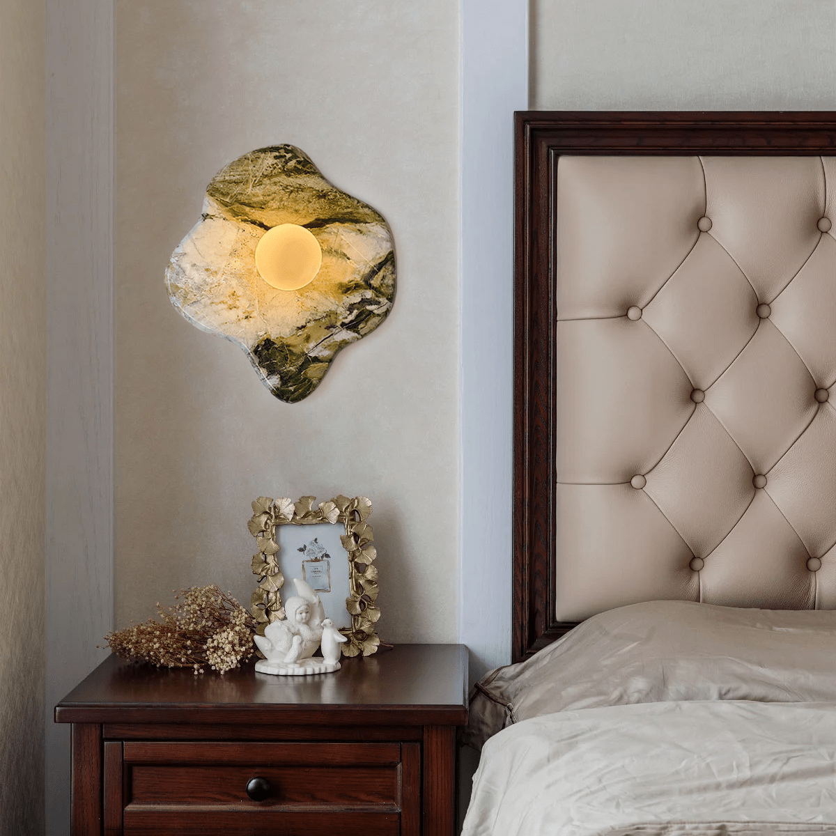 Celivaine Wall Lamp Green Marble Glass