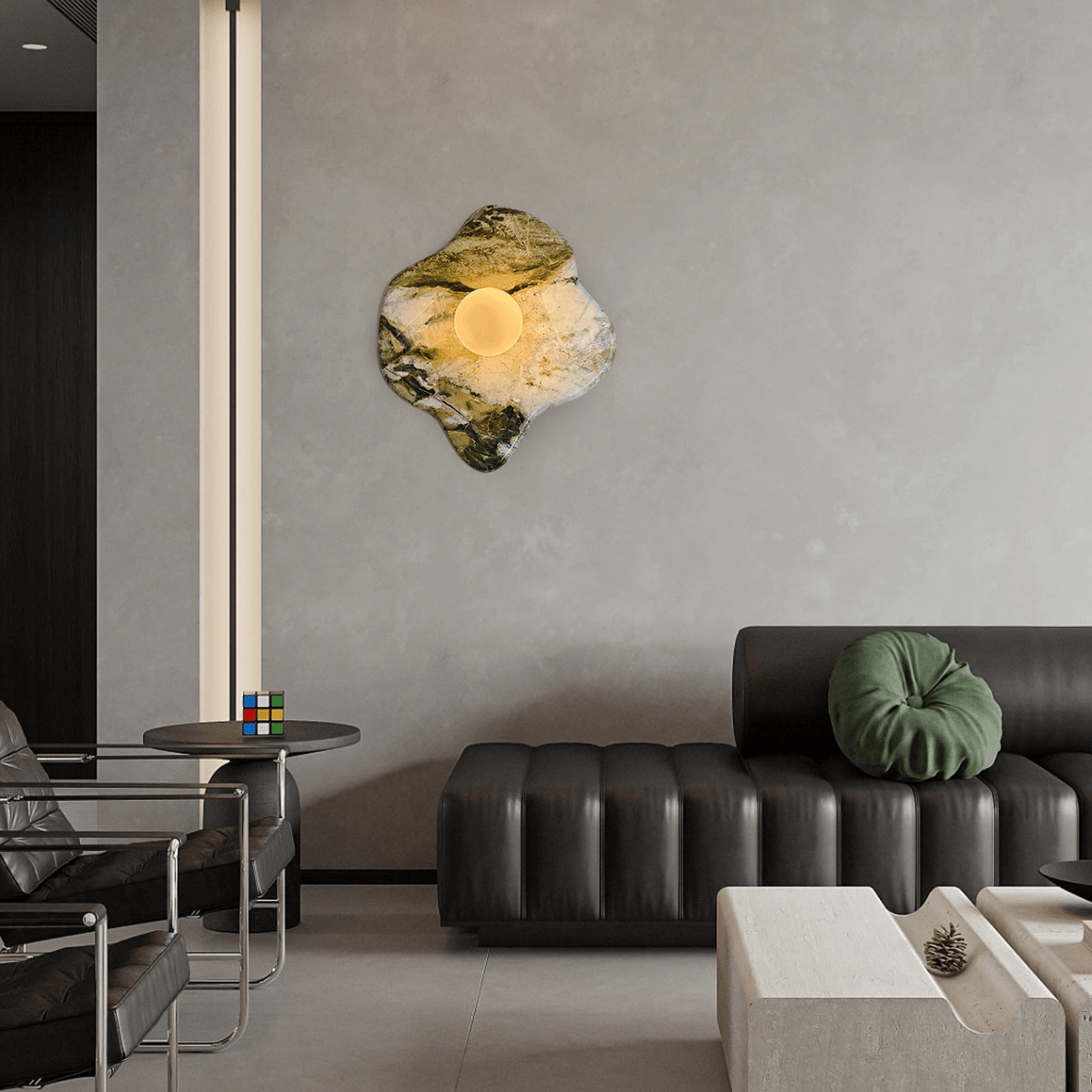 Celivaine Wall Lamp Green Marble Glass