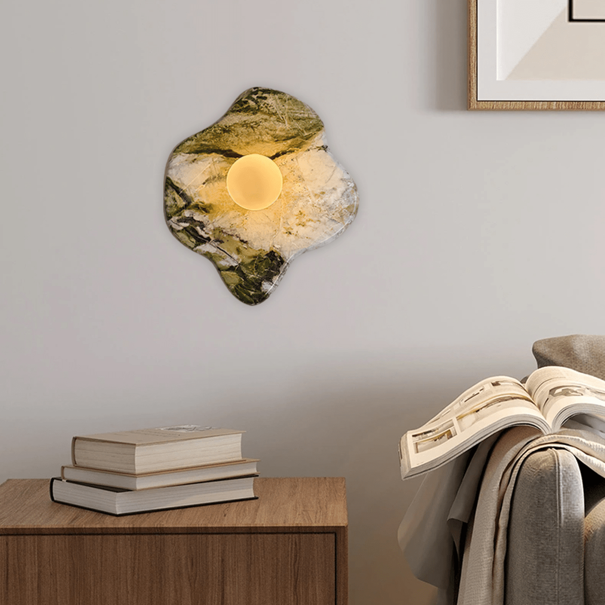 Celivaine Wall Lamp Green Marble Glass