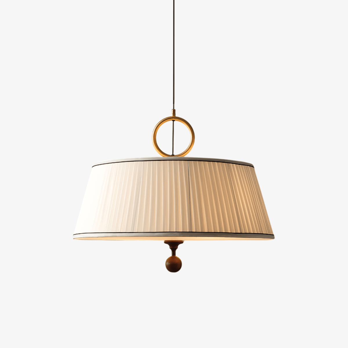 Quvlen Traditional Natural Wood Fabric Pendant Lamp