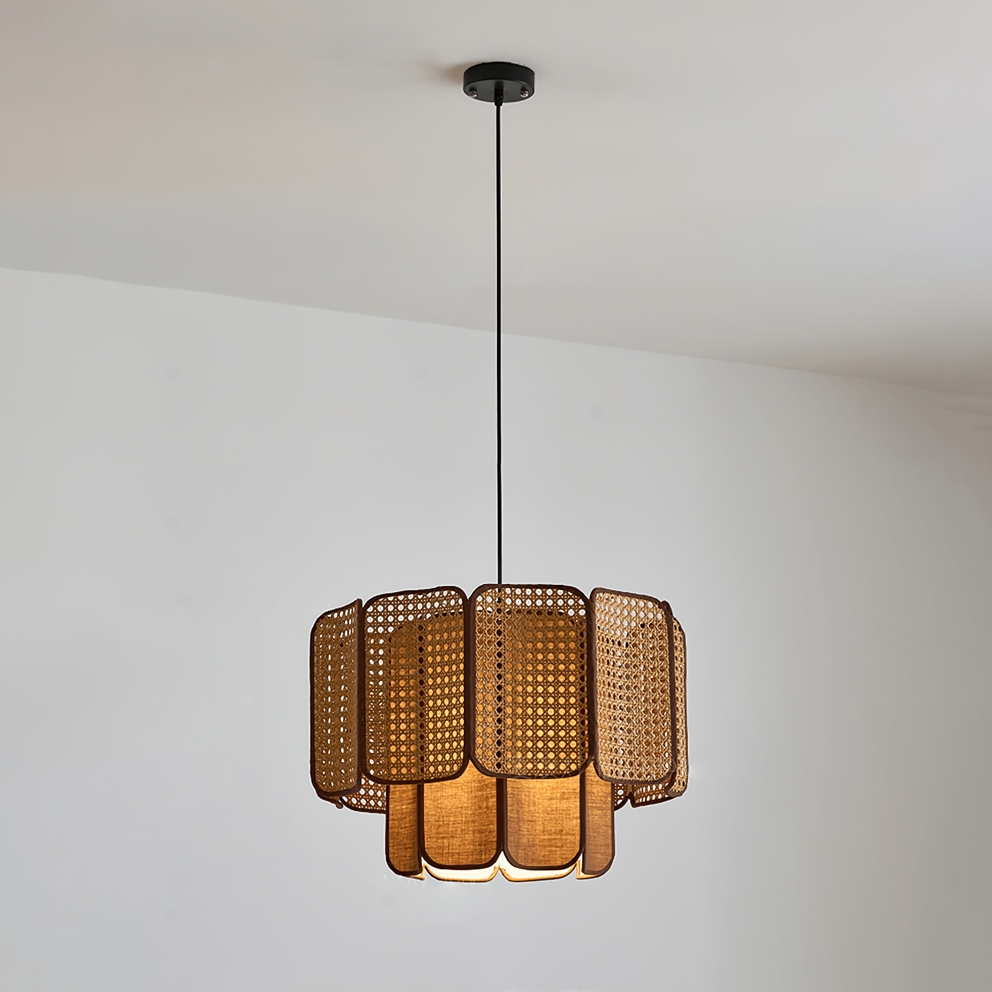 Cane Vintage Fabric Pendant Lamp
