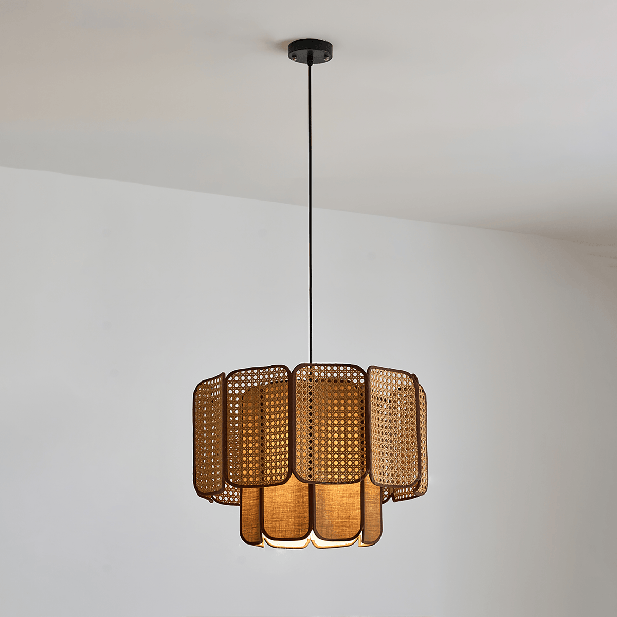Cane Vintage Fabric Pendant Lamp