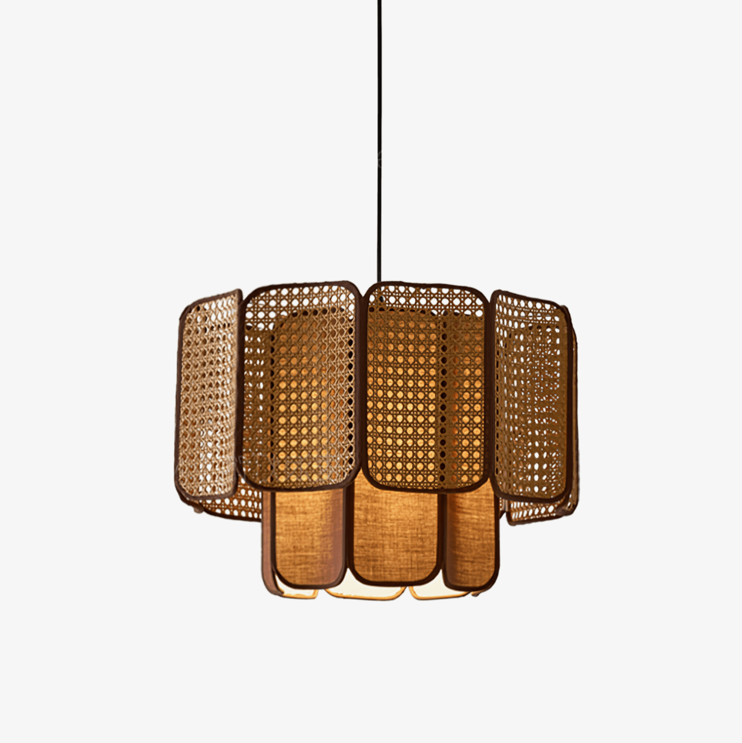 Cane Vintage Fabric Pendant Lamp