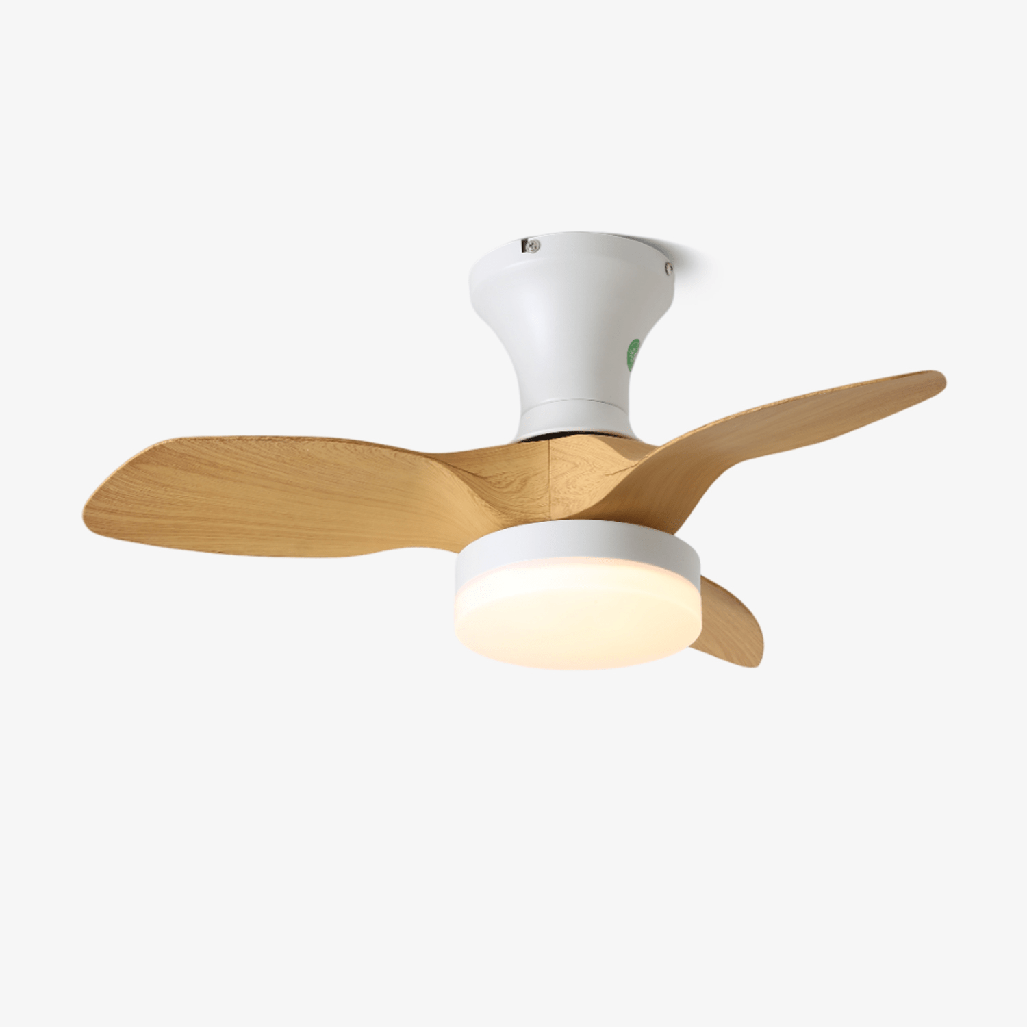 Syliseon Minimalist White Wood Ceiling Fan Light