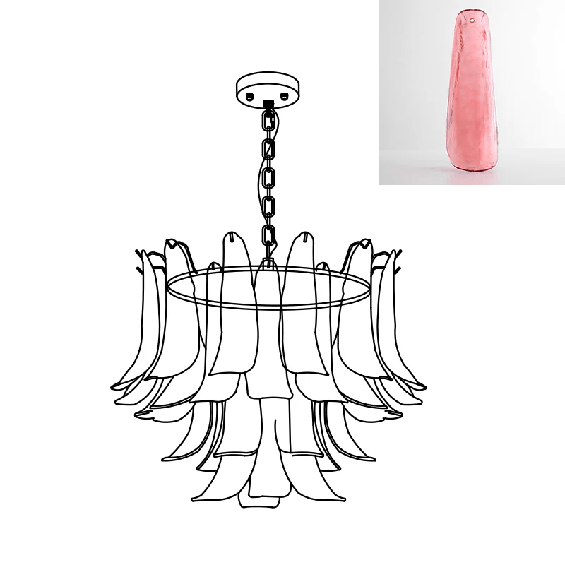 Elvess Chandelier Murano Glass Leaf Golden
