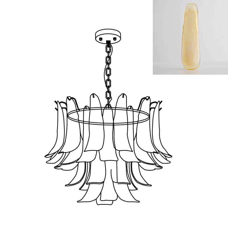 Elvess Chandelier Murano Glass Leaf Golden