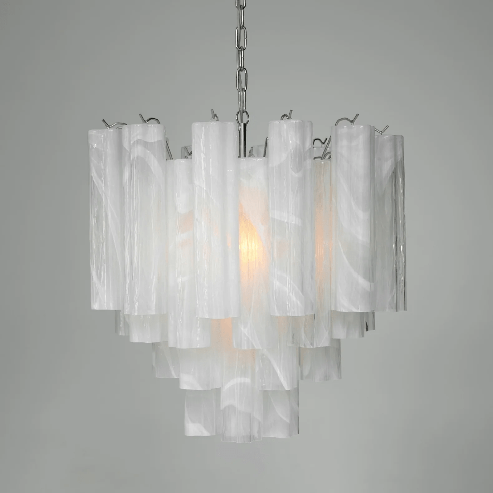 Lioreissa Chandelier Frosted Glass Tubes Layered Minimalist