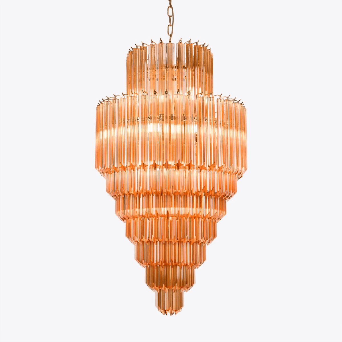 Liororelle Chandelier Amber Diamond Glass Layered Retro