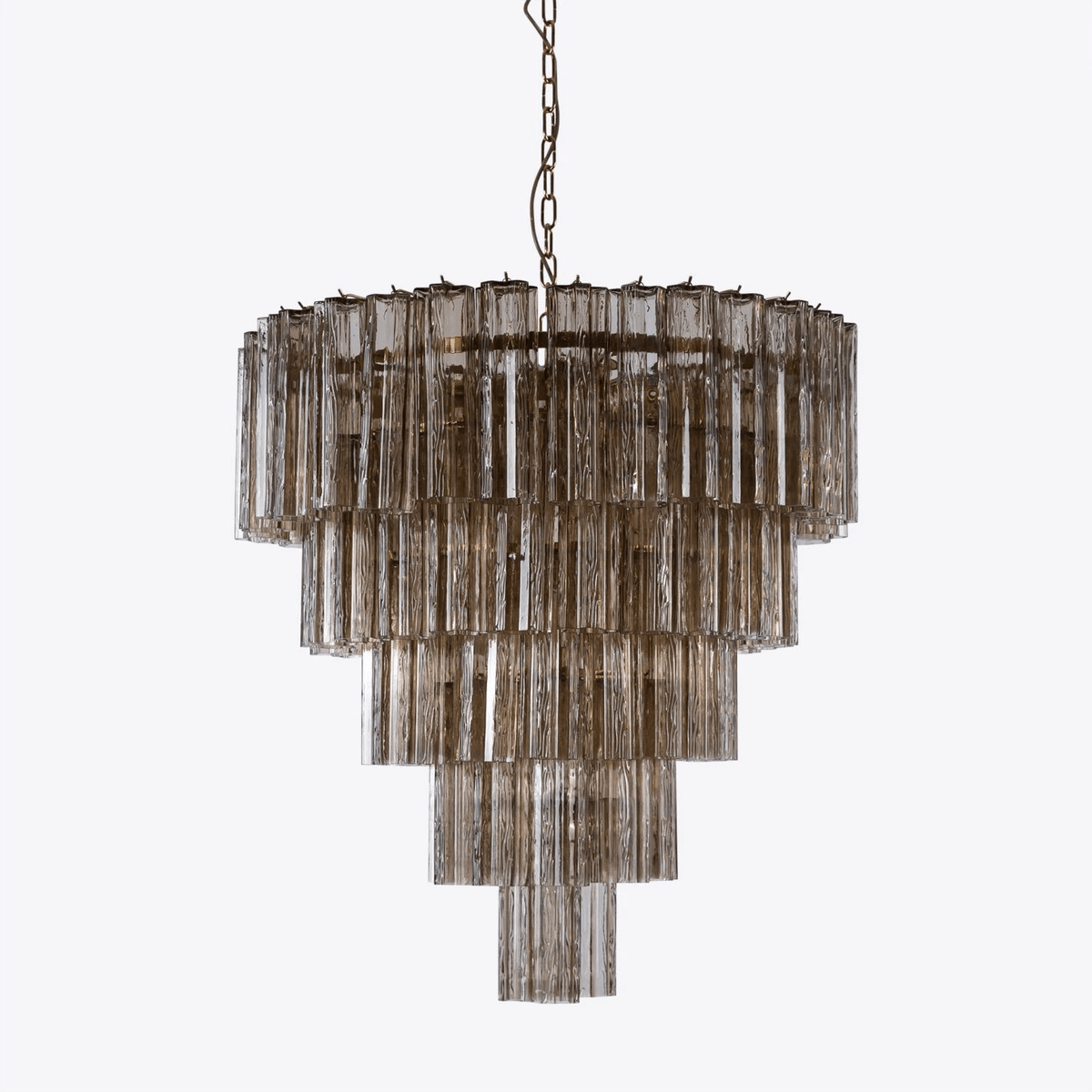Celinian Chandelier Five Tier Fluted Glass Grande Mid Century