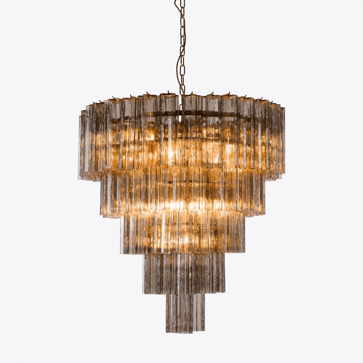 Celinian Chandelier Five Tier Fluted Glass Grande Mid Century