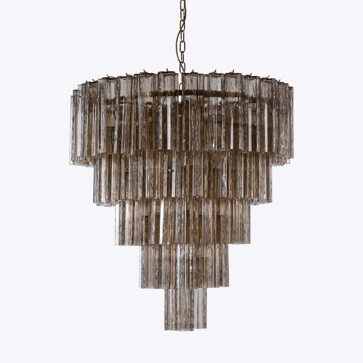 Celinian Chandelier Five Tier Fluted Glass Grande Mid Century