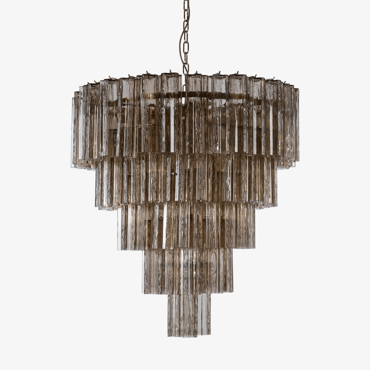Celinian Chandelier Five Tier Fluted Glass Grande Mid Century