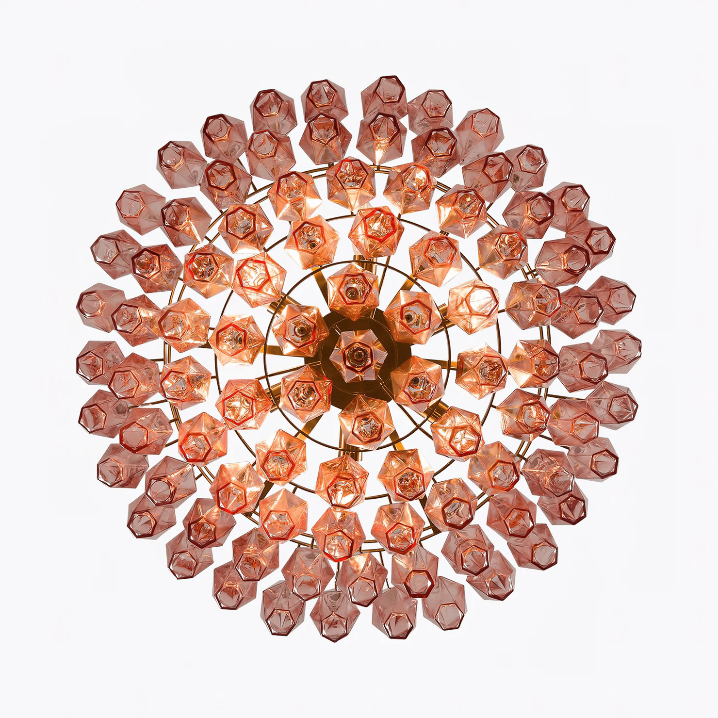 Lioruine Chandelier Pink Polygon Glass Tiered Modern Artistic