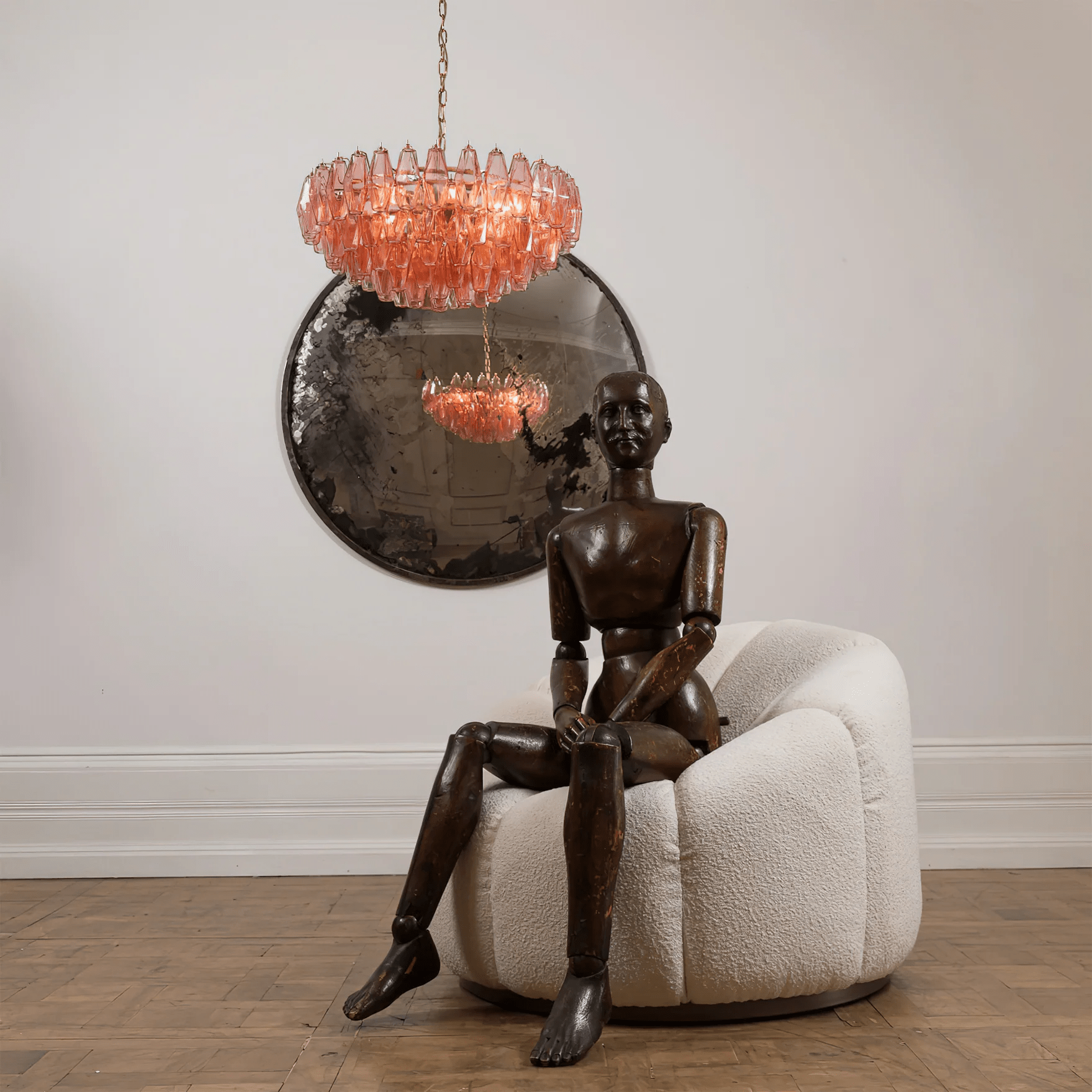 Lioruine Chandelier Pink Polygon Glass Tiered Modern Artistic