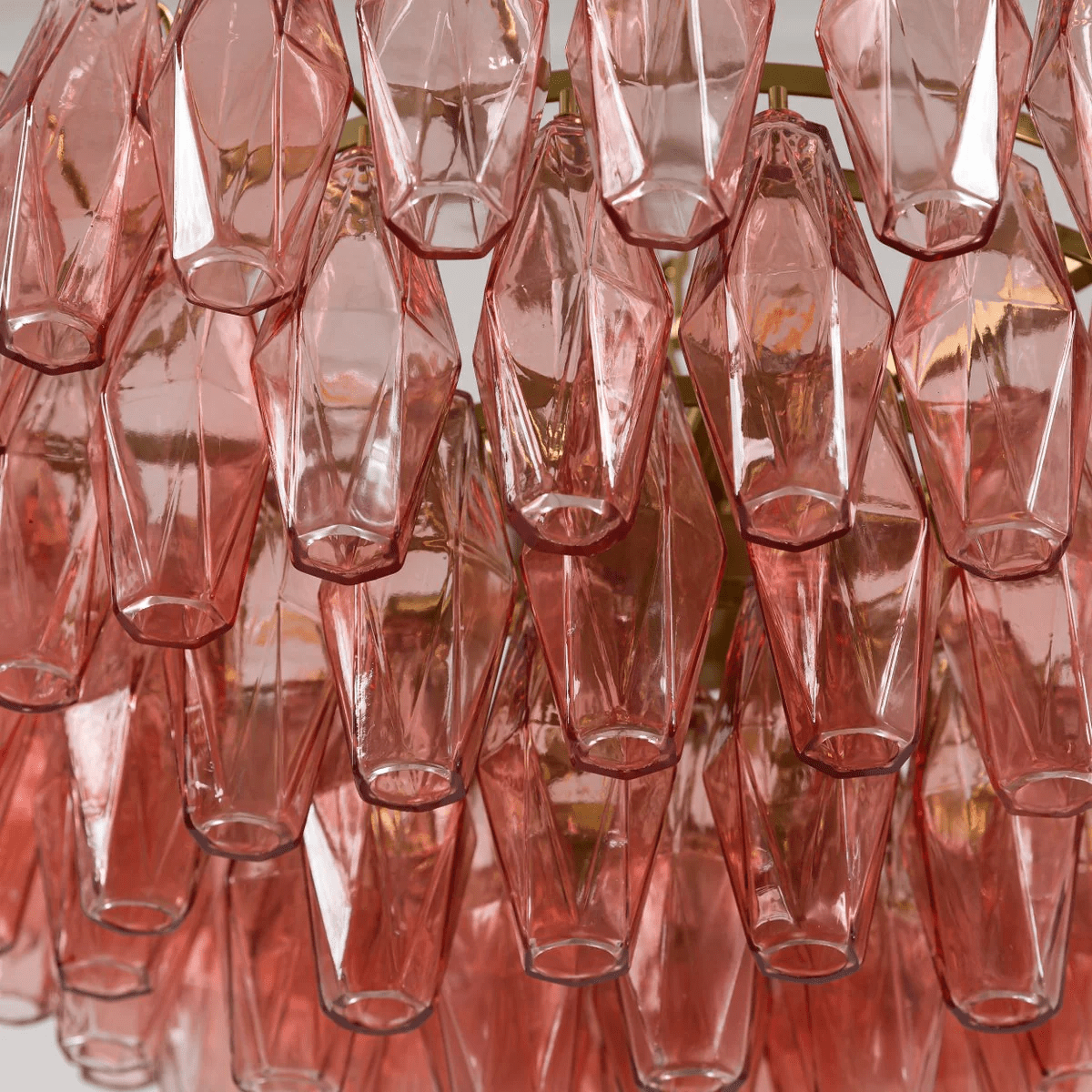 Lioruine Chandelier Pink Polygon Glass Tiered Modern Artistic