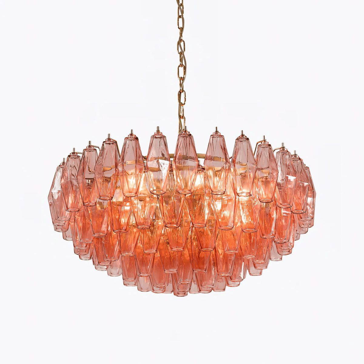 Lioruine Chandelier Pink Polygon Glass Tiered Modern Artistic