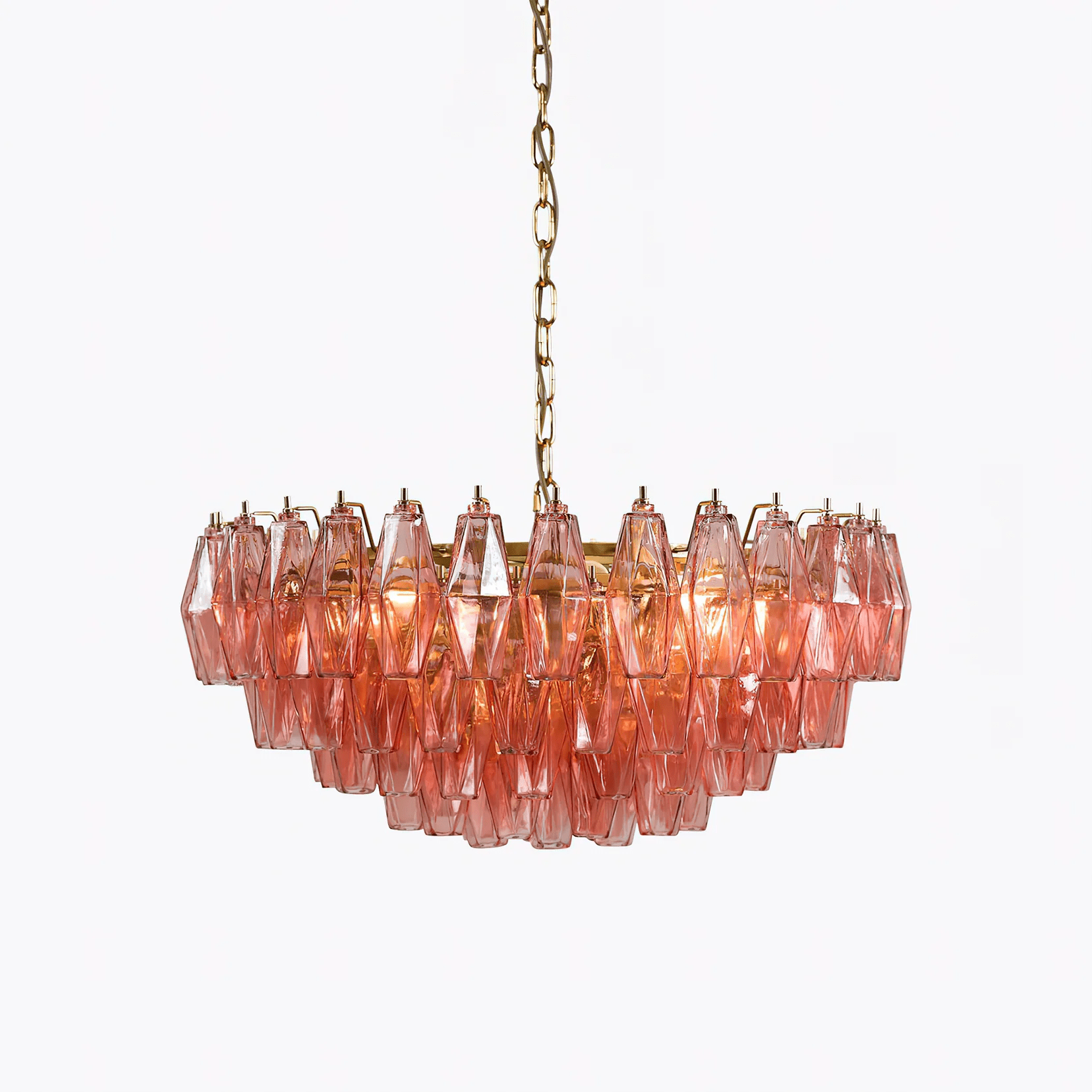 Lioruine Chandelier Pink Polygon Glass Tiered Modern Artistic