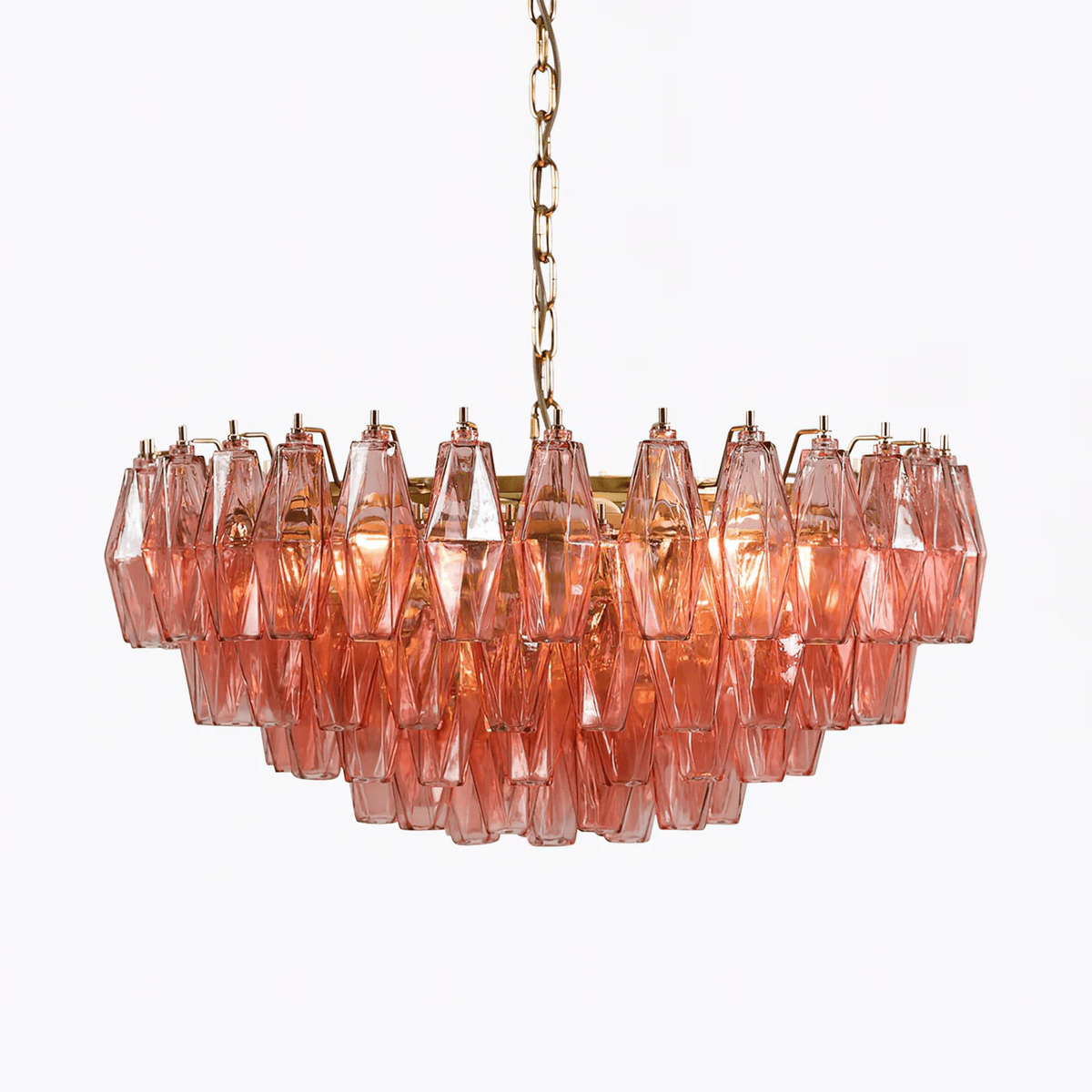 Lioruine Chandelier Pink Polygon Glass Tiered Modern Artistic
