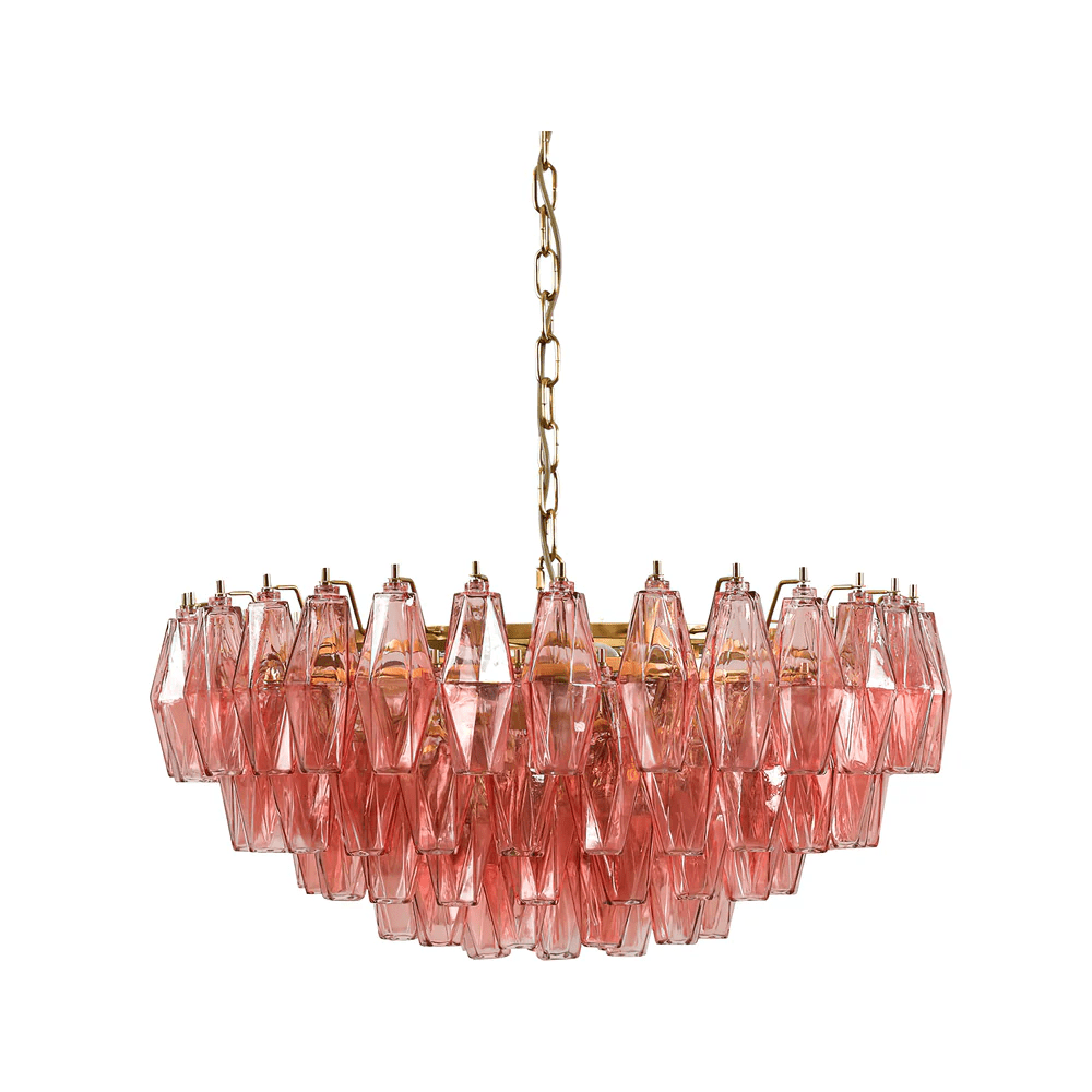 Lioruine Chandelier Pink Polygon Glass Tiered Modern Artistic