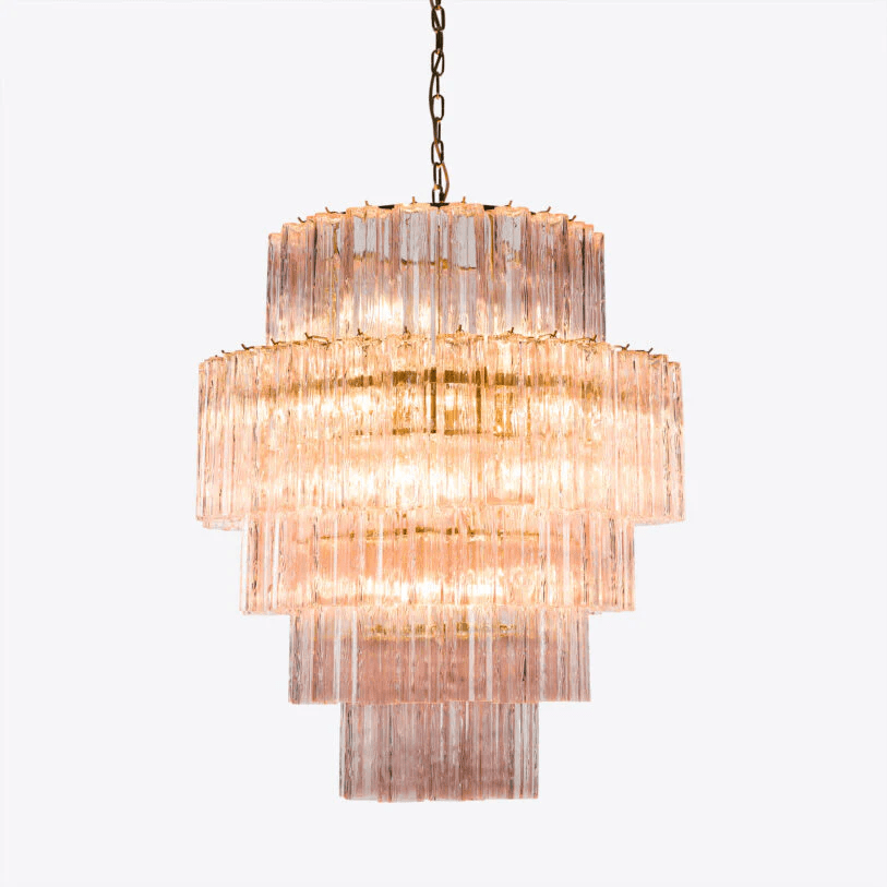 Eiraora Chandelier Pink Prism Glass Layered Elegant
