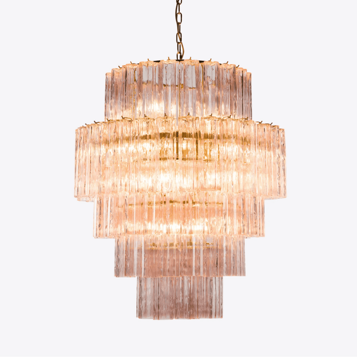 Eiraora Chandelier Pink Prism Glass Layered Elegant