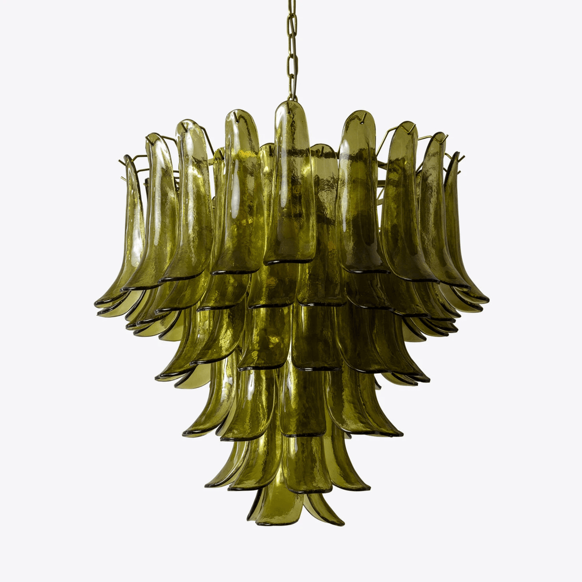 Darix Chandelier Green Petal Glass Layered Natural