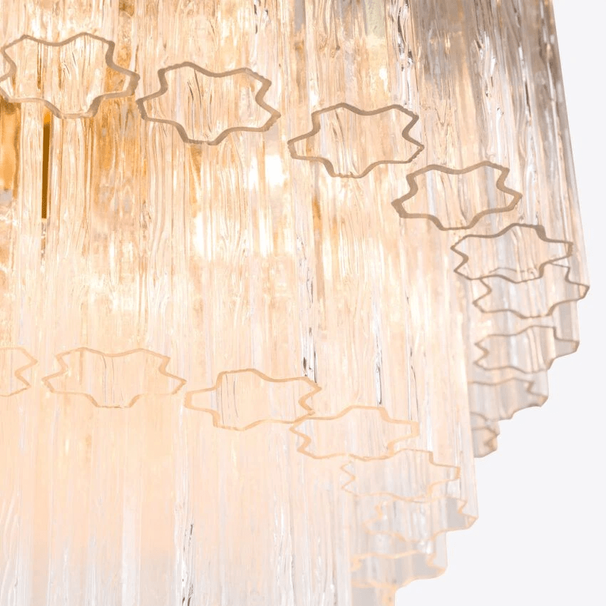 Eiranora Chandelier Five Tier Fluted Glass Tube Mid Century