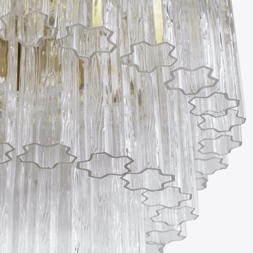 Eiranora Chandelier Five Tier Fluted Glass Tube Mid Century