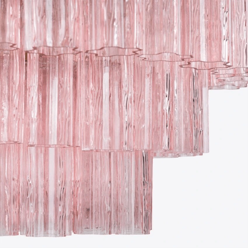 Eiranora Chandelier Five Tier Fluted Glass Tube Mid Century