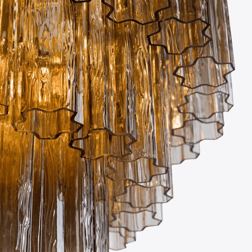 Eiranora Chandelier Five Tier Fluted Glass Tube Mid Century