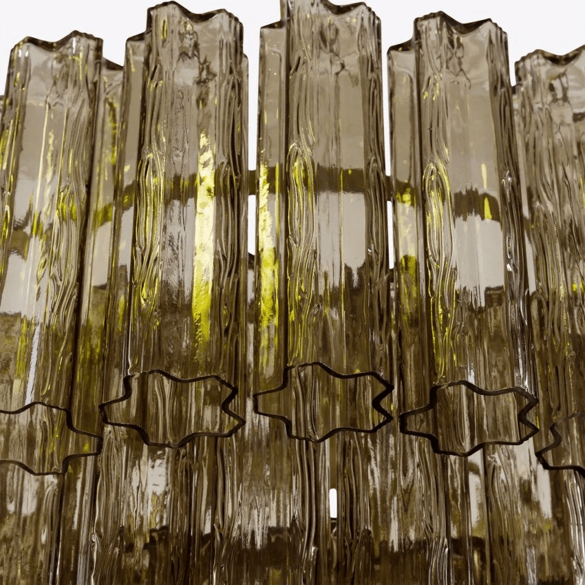 Eiranora Chandelier Five Tier Fluted Glass Tube Mid Century