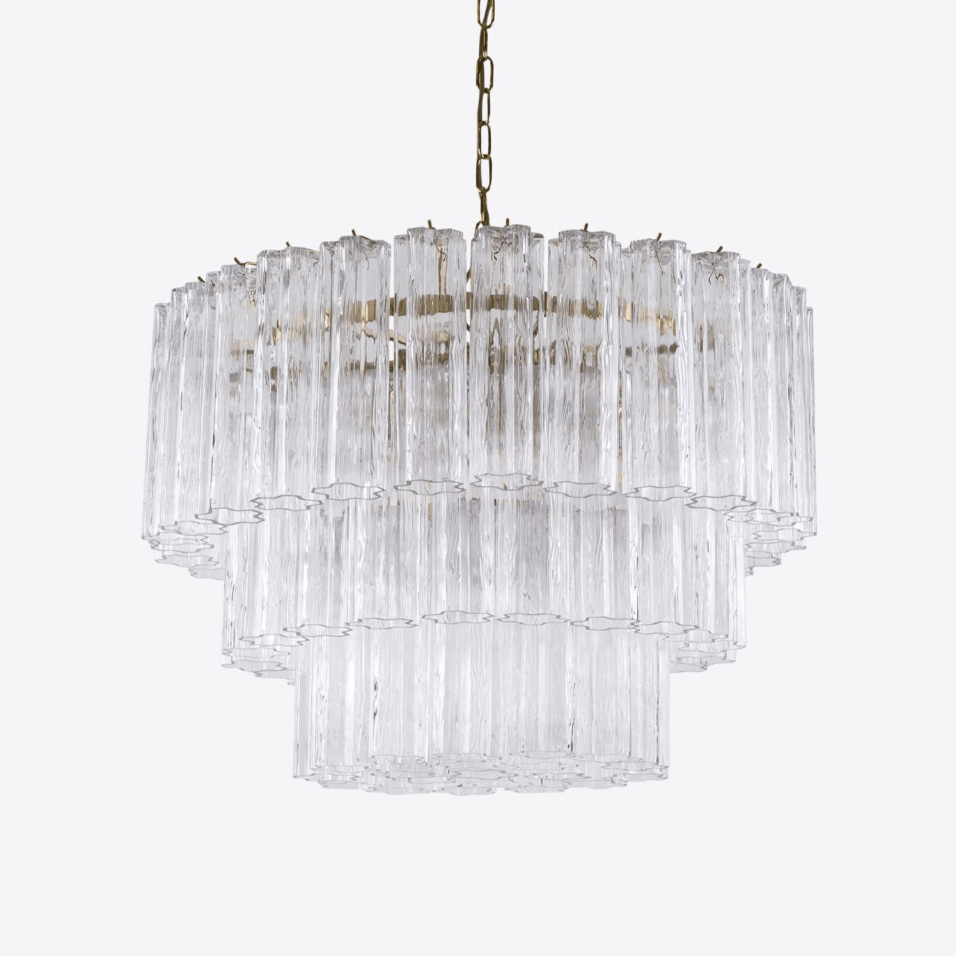 Eiranora Chandelier Five Tier Fluted Glass Tube Mid Century