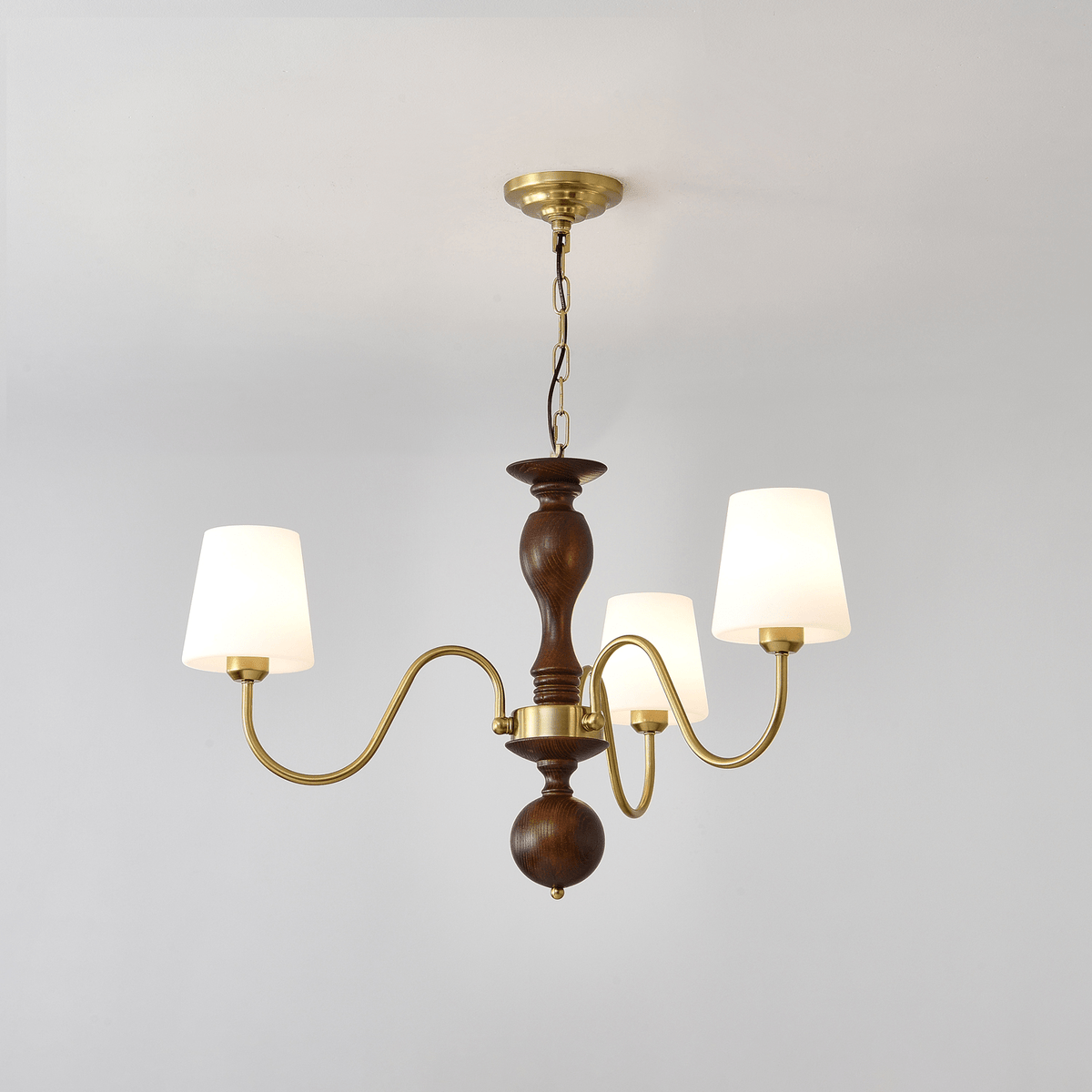 Vivena Chandelier Brass Wood Rustic Vintage
