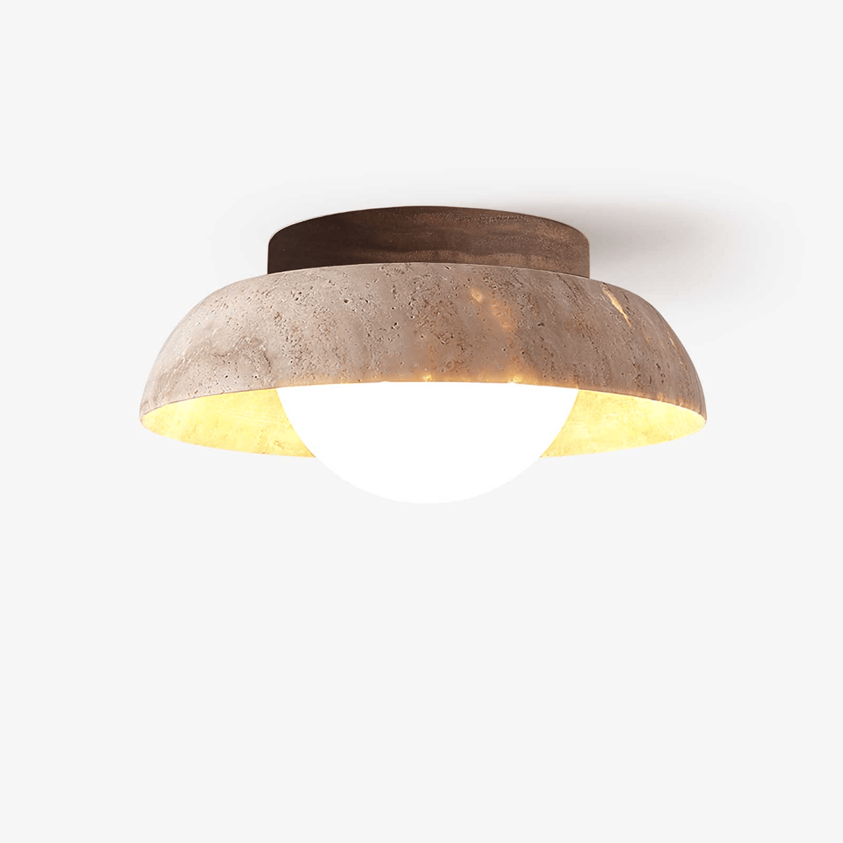 Anya Disc-Dome Travertine Ceiling Light