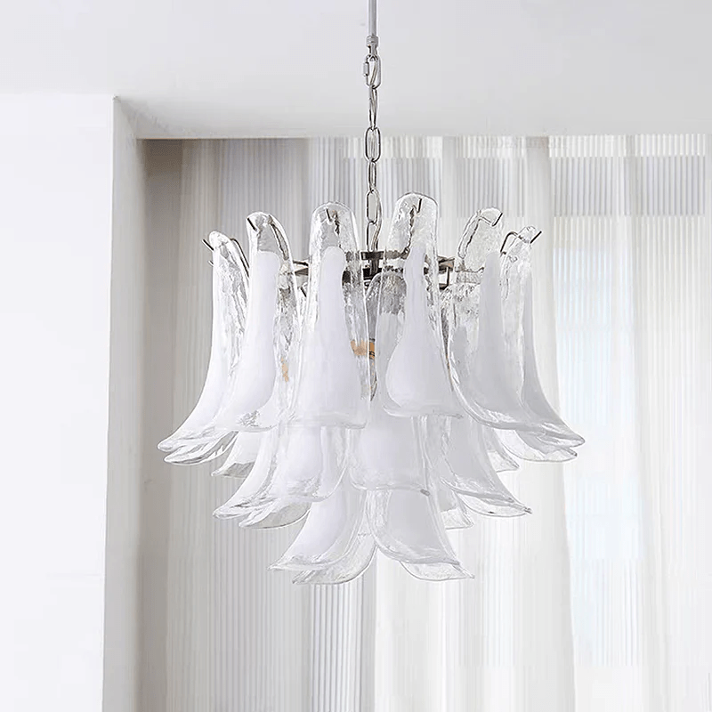 Elvess Chandelier Murano Glass Leaf Golden