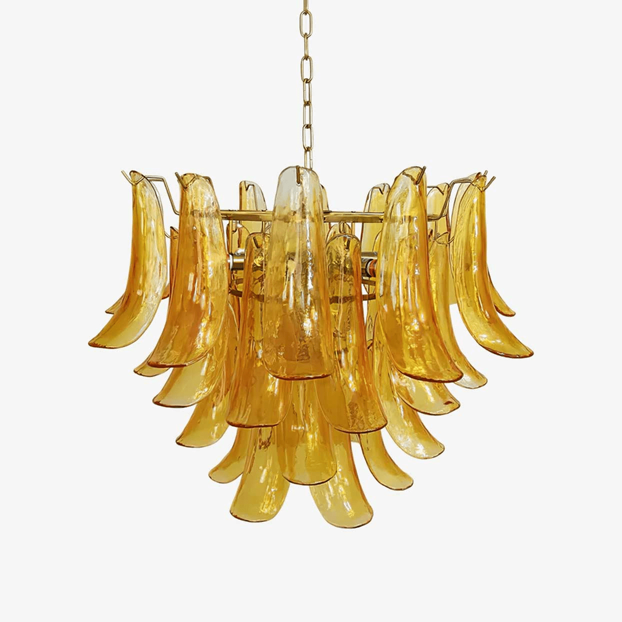 Elvess Chandelier Murano Glass Leaf Golden