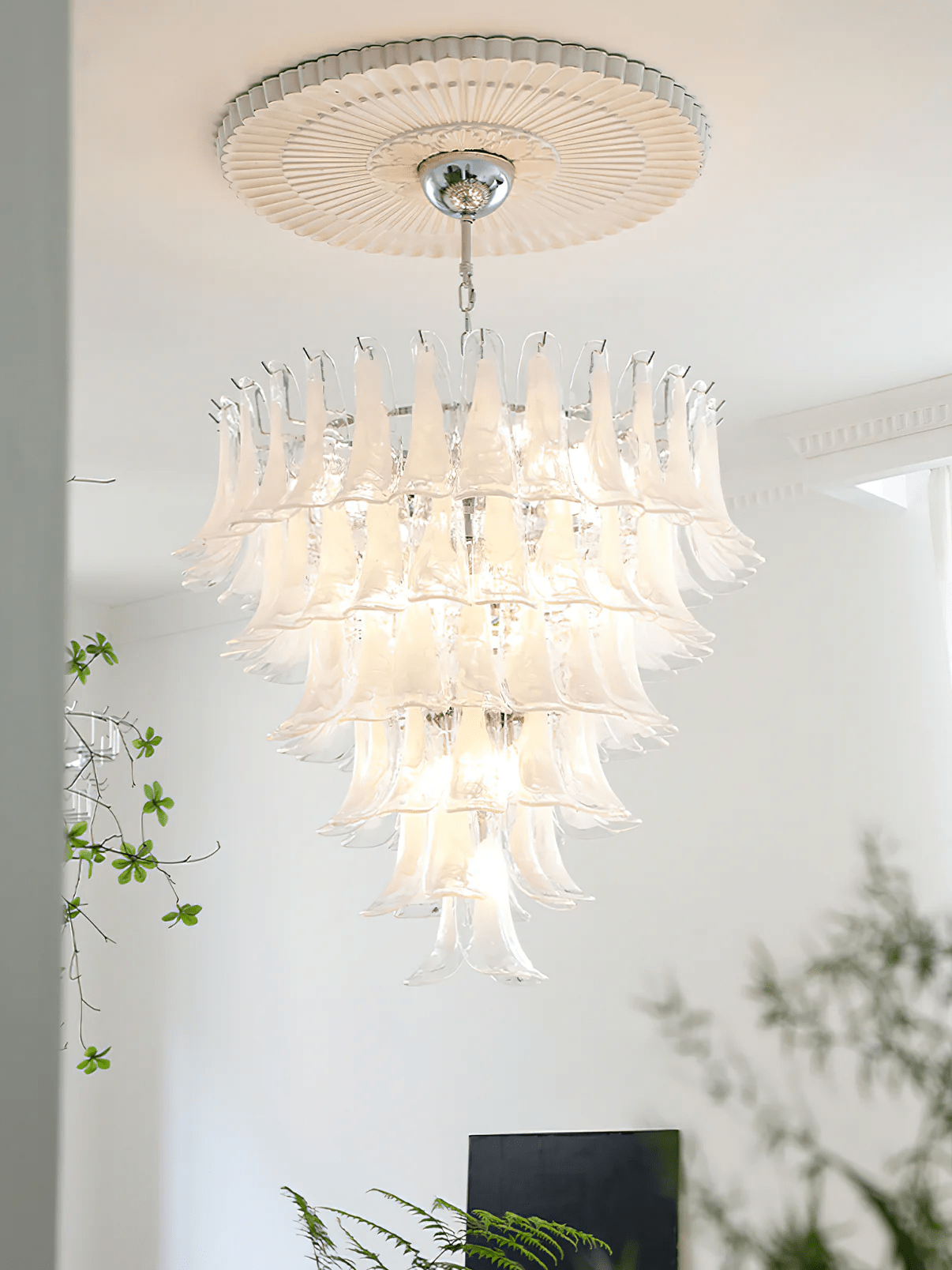 Celiian Chandelier Murano Glass Petals Vintage