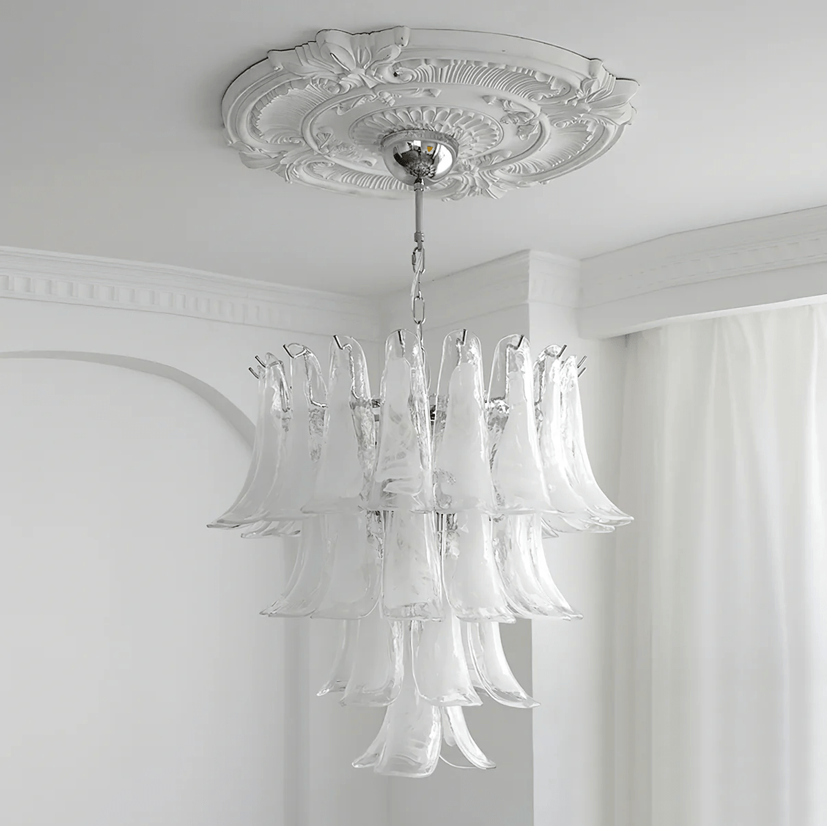 Celiian Chandelier Murano Glass Petals Vintage