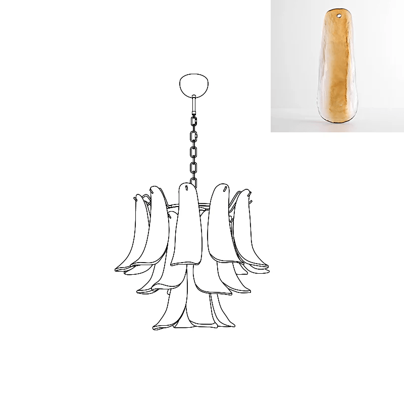 Celiian Chandelier Murano Glass Petals Vintage
