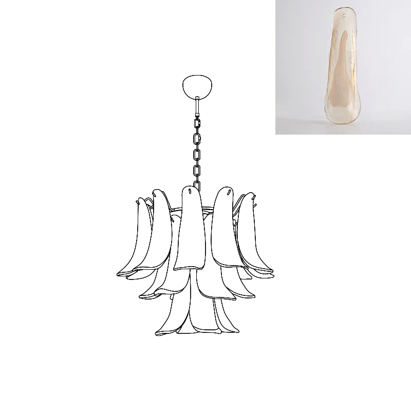Celiian Chandelier Murano Glass Petals Vintage