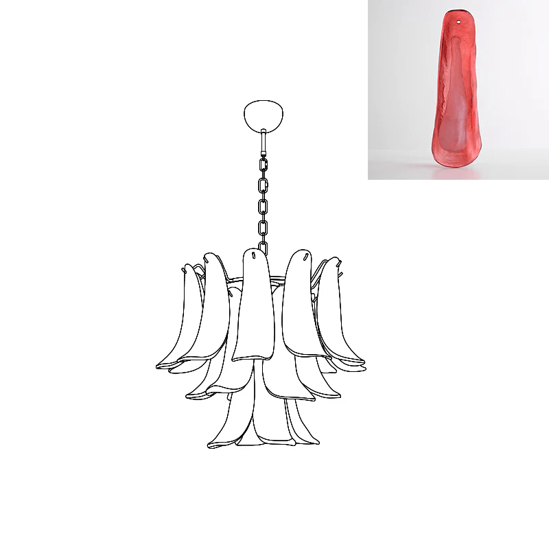 Celiian Chandelier Murano Glass Petals Vintage