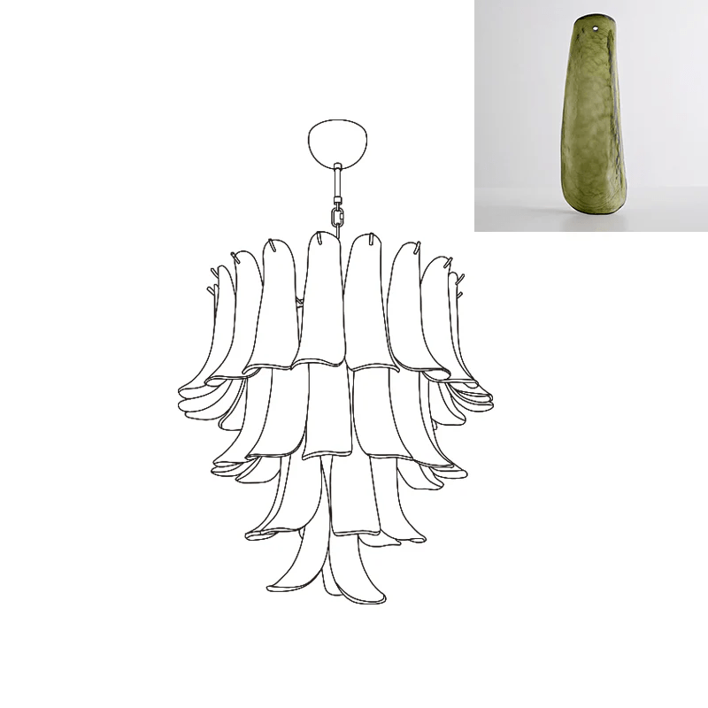 Celiian Chandelier Murano Glass Petals Vintage