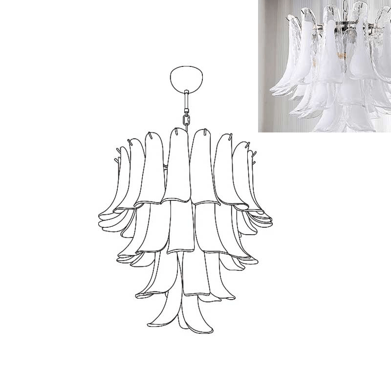 Celiian Chandelier Murano Glass Petals Vintage