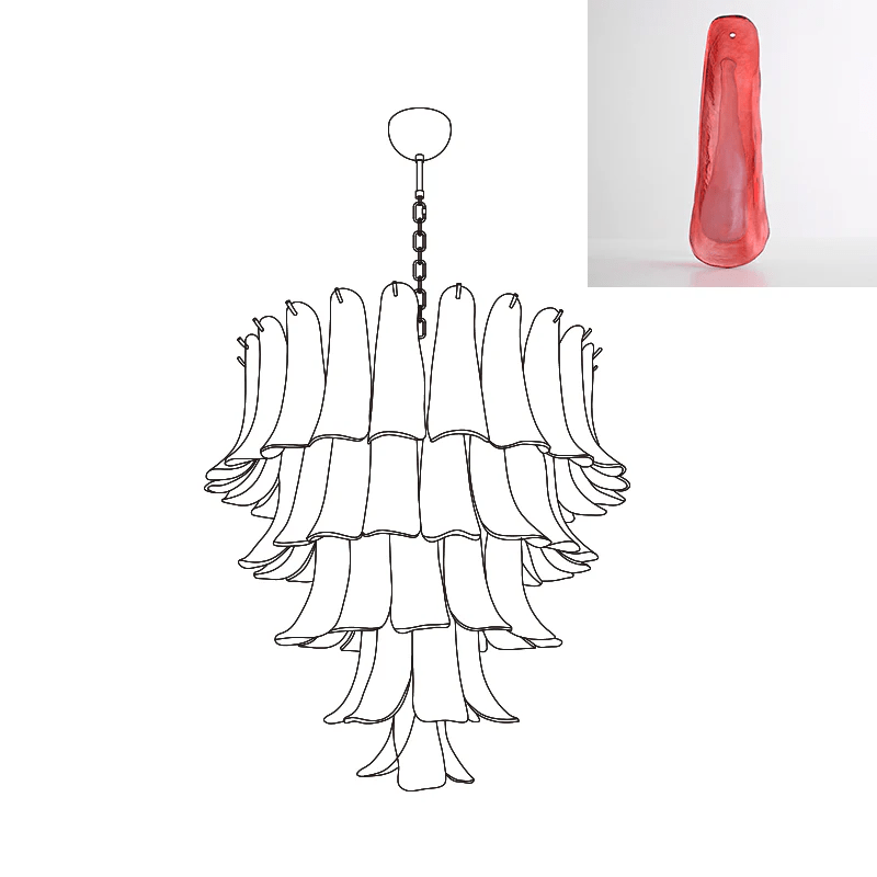 Celiian Chandelier Murano Glass Petals Vintage