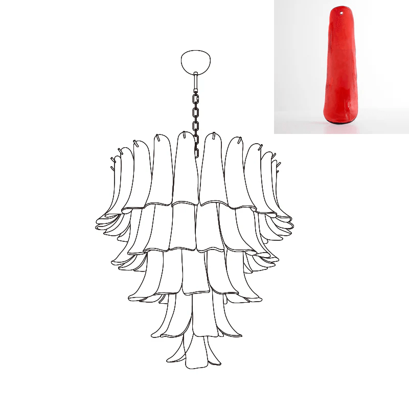 Celiian Chandelier Murano Glass Petals Vintage