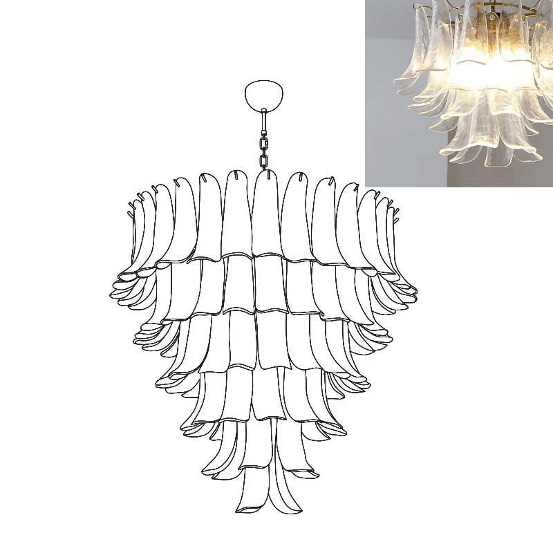 Celiian Chandelier Murano Glass Petals Vintage