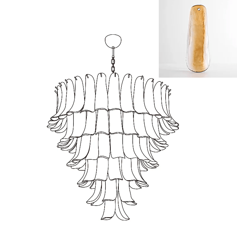 Celiian Chandelier Murano Glass Petals Vintage