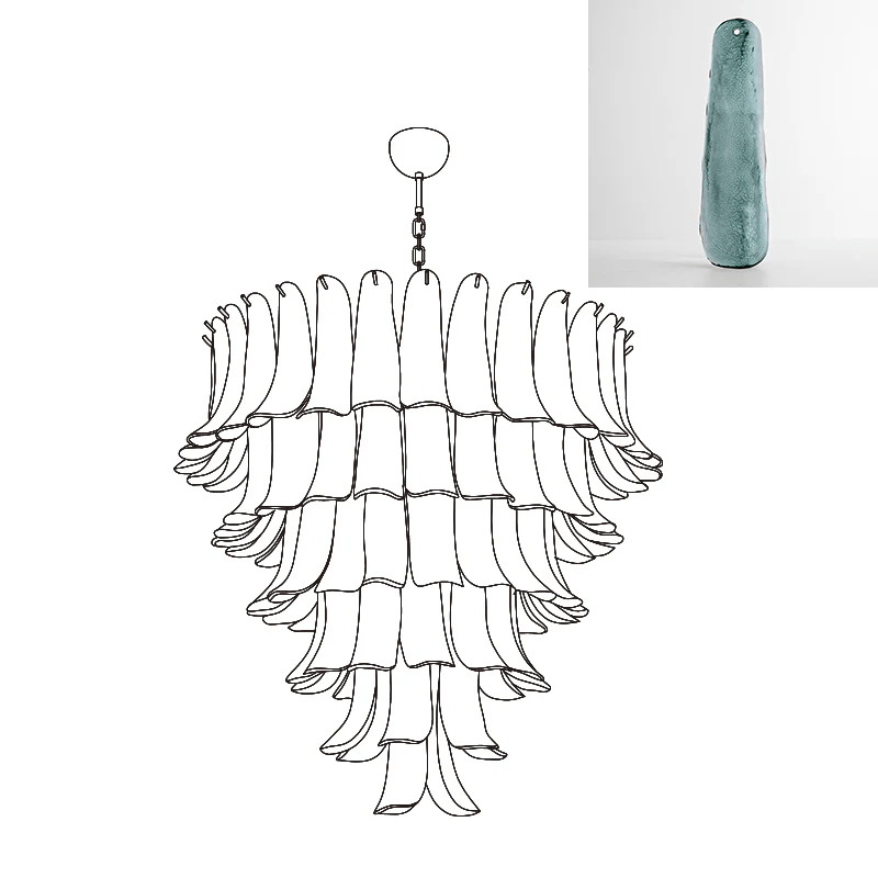 Celiian Chandelier Murano Glass Petals Vintage