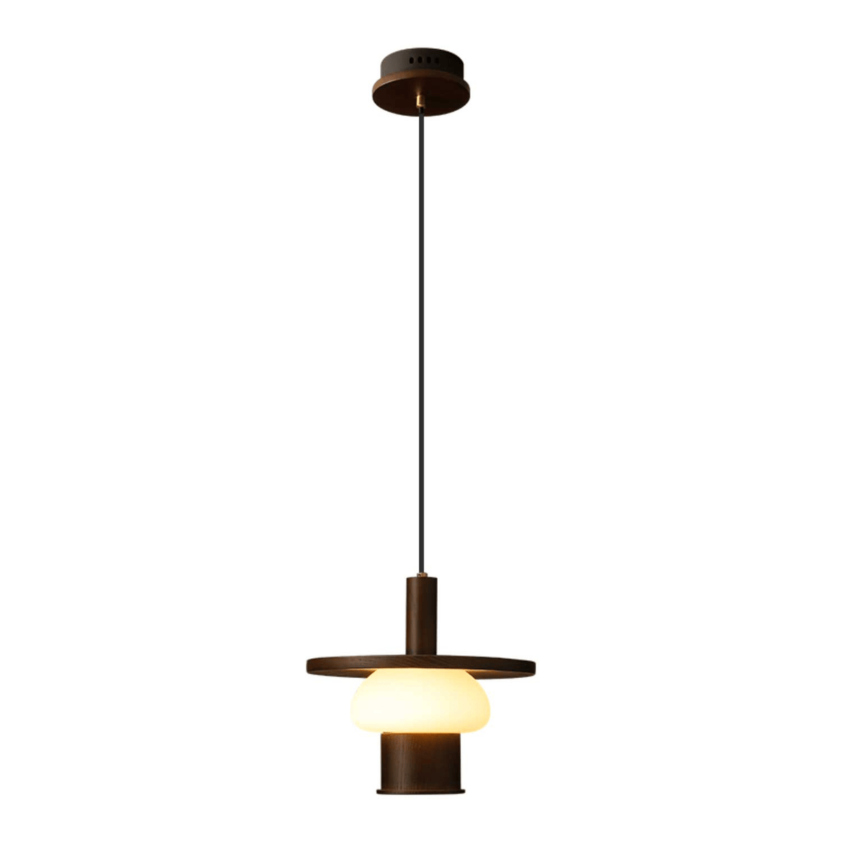 Zephaan Traditional Art Classic Glass Wood Pendant Light